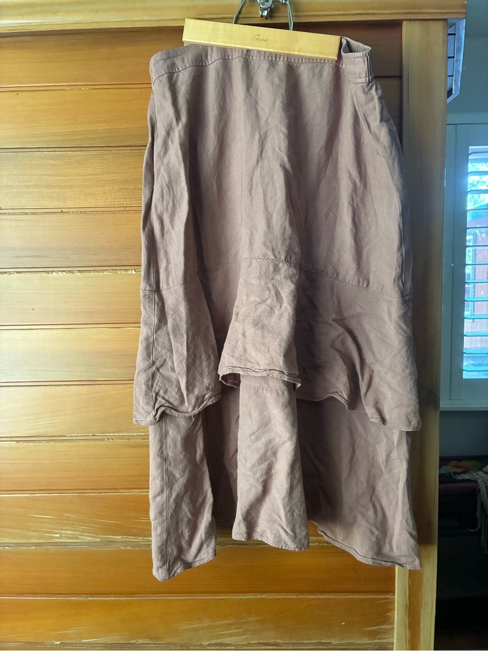 Madewell Linen Tiered Midi Skirt - Dusty Mauve
